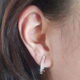0.20 Carat (ctw) 10K White Gold Round White Diamond Ladies J Shape Hoop Earrings
