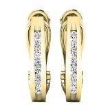 0.20 Carat (ctw) 10K Yellow Gold Round White Diamond Ladies J Shape Hoop Earrings