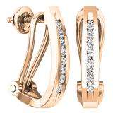 0.20 Carat (ctw) 14K Rose Gold Round White Diamond Ladies J Shape Hoop Earrings