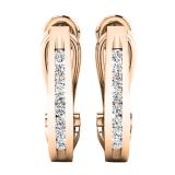0.20 Carat (ctw) 14K Rose Gold Round White Diamond Ladies J Shape Hoop Earrings