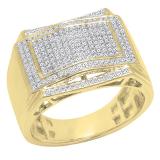 0.45 Carat (ctw) 14K Yellow Gold Round White Diamond Men's Hip Hop Micro Pave Wedding Band 1/2 CT