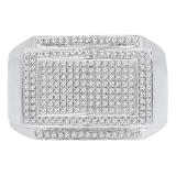 0.45 Carat (ctw) 18K White Gold Round White Diamond Men's Hip Hop Micro Pave Wedding Band 1/2 CT