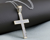 0.45 Carat (ctw) 18K Yellow Gold Round Diamond Men's Religious Cross Pendant 1/2 CT (Chain Included)