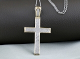 0.45 Carat (ctw) 18K Yellow Gold Round Diamond Men's Religious Cross Pendant 1/2 CT (Chain Included)