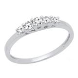 0.25 Carat (ctw) 14K White Gold 5 Stone Round Diamond Ladies Anniversary Wedding Ring Band 1/4 CT