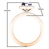1.35 Carat (ctw) 10K Rose Gold Heart Cut Blue Sapphire & Round Diamond Bridal Engagement Ring Set