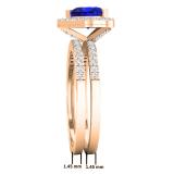 1.35 Carat (ctw) 10K Rose Gold Heart Cut Blue Sapphire & Round Diamond Bridal Engagement Ring Set