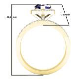 1.35 Carat (ctw) 10K Yellow Gold Heart Cut Blue Sapphire & Round Diamond Bridal Engagement Ring Set
