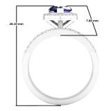1.35 Carat (ctw) 14K White Gold Heart Cut Blue Sapphire & Round Diamond Bridal Engagement Ring Set
