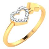 0.07 Carat (ctw) 10K Yellow Gold Round White Diamond Ladies Bridal Promise Heart Engagement Ring
