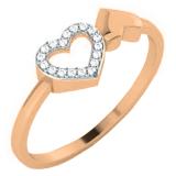 0.07 Carat (ctw) 14K Rose Gold Round White Diamond Ladies Bridal Promise Heart Engagement Ring