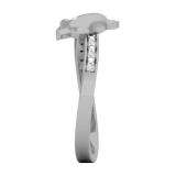 0.10 Carat (ctw) 10K White Gold Round Cut White Diamond Ladies Right Hand Dolphin Ring 1/10 CT