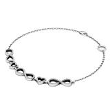 0.25 Carat (ctw) Round White Diamond Studded Infinity & Heart Ladies Bracelet 1/4 CT 10K White Gold
