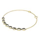 0.25 Carat (ctw) Round White Diamond Studded Infinity & Heart Ladies Bracelet 1/4 CT 14K Yellow Gold