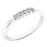 0.10 Carat (ctw) 10K White Gold 5 Stone Round Diamond Ladies Anniversary Wedding Ring Band 1/10 CT
