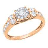 0.85 Carat (ctw) 10K Rose Gold Round Diamond Ladies Bridal Engagement Ring 1 CT