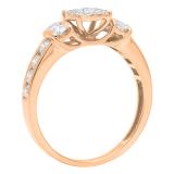 0.85 Carat (ctw) 10K Rose Gold Round Diamond Ladies Bridal Engagement Ring 1 CT