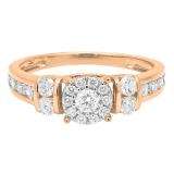 0.85 Carat (ctw) 10K Rose Gold Round Diamond Ladies Bridal Engagement Ring 1 CT