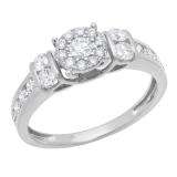 0.85 Carat (ctw) 10K White Gold Round Diamond Ladies Bridal Engagement Ring 1 CT