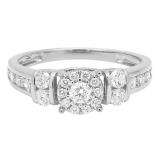 0.85 Carat (ctw) 10K White Gold Round Diamond Ladies Bridal Engagement Ring 1 CT