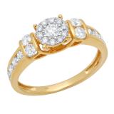 0.85 Carat (ctw) 10K Yellow Gold Round Diamond Ladies Bridal Engagement Ring 1 CT