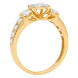 0.85 Carat (ctw) 10K Yellow Gold Round Diamond Ladies Bridal Engagement Ring 1 CT
