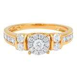 0.85 Carat (ctw) 10K Yellow Gold Round Diamond Ladies Bridal Engagement Ring 1 CT