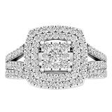 0.95 Carat (ctw) 10K White Gold Round Diamond Ladies Bridal Engagement Ring Set 1 CT