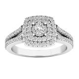 0.60 Carat (ctw) 10K White Gold Round White Diamond Ladies Split Shank Engagement Halo Bridal Ring