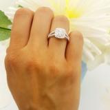 0.60 Carat (ctw) 10K White Gold Round White Diamond Ladies Split Shank Engagement Halo Bridal Ring