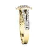 0.60 Carat (ctw) 10K Yellow Gold Round White Diamond Ladies Split Shank Engagement Halo Bridal Ring