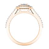 0.60 Carat (ctw) 18K Rose Gold Round White Diamond Ladies Split Shank Engagement Halo Bridal Ring