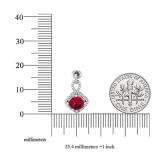 Sterling Silver 6 MM Each Cushion Cut Garnet & Round Diamond Ladies Infinity Dangling Drop Earrings