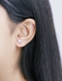 0.20 Carat (ctw) 10K Rose Gold Round Cut White Diamond Ladies Star Shape Fashion Stud Earrings