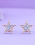 0.20 Carat (ctw) 10K Rose Gold Round Cut White Diamond Ladies Star Shape Fashion Stud Earrings