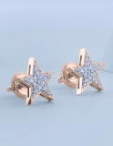 0.20 Carat (ctw) 10K Rose Gold Round Cut White Diamond Ladies Star Shape Fashion Stud Earrings