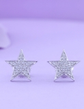 0.20 Carat (ctw) 10K White Gold Round Cut White Diamond Ladies Star Shape Fashion Stud Earrings