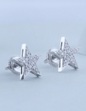 0.20 Carat (ctw) 10K White Gold Round Cut White Diamond Ladies Star Shape Fashion Stud Earrings