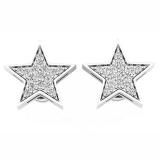 0.20 Carat (ctw) 14K White Gold Round Cut White Diamond Ladies Star Shape Fashion Stud Earrings