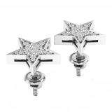 0.20 Carat (ctw) 14K White Gold Round Cut White Diamond Ladies Star Shape Fashion Stud Earrings