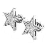 0.20 Carat (ctw) 14K White Gold Round Cut White Diamond Ladies Star Shape Fashion Stud Earrings