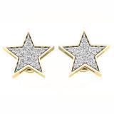 0.20 Carat (ctw) 14K Yellow Gold Round Cut White Diamond Ladies Star Shape Fashion Stud Earrings