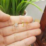 0.20 Carat (ctw) 14K Yellow Gold Round Cut White Diamond Ladies Star Shape Fashion Stud Earrings