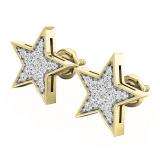 0.20 Carat (ctw) 14K Yellow Gold Round Cut White Diamond Ladies Star Shape Fashion Stud Earrings