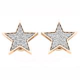 0.20 Carat (ctw) 18K Rose Gold Round Cut White Diamond Ladies Star Shape Fashion Stud Earrings