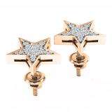 0.20 Carat (ctw) 18K Rose Gold Round Cut White Diamond Ladies Star Shape Fashion Stud Earrings