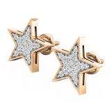 0.20 Carat (ctw) 18K Rose Gold Round Cut White Diamond Ladies Star Shape Fashion Stud Earrings