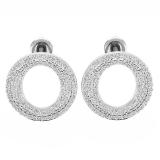 0.70 Carat (ctw) Sterling Silver Round Cut Diamond Ladies Circle Shape Fashion Stud Earrings 3/4 CT