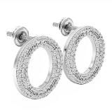 0.70 Carat (ctw) Sterling Silver Round Cut Diamond Ladies Circle Shape Fashion Stud Earrings 3/4 CT