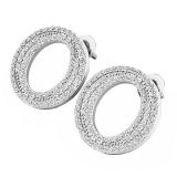 0.70 Carat (ctw) Sterling Silver Round Cut Diamond Ladies Circle Shape Fashion Stud Earrings 3/4 CT
